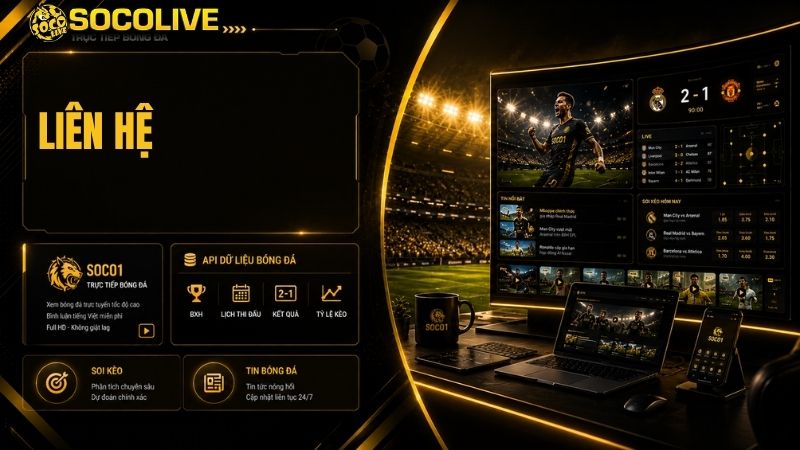 Hình ảnh trang liên hệ SocoLive TV hỗ trợ người dùng gửi phản hồi, góp ý và các yêu cầu liên quan đến website.